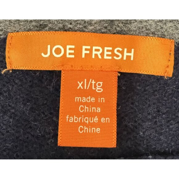 Joe Fresh Mens Lambswool 80% Blue Gray Striped Sweater XL Elbow Patches Preppy - Picture 4 of 7